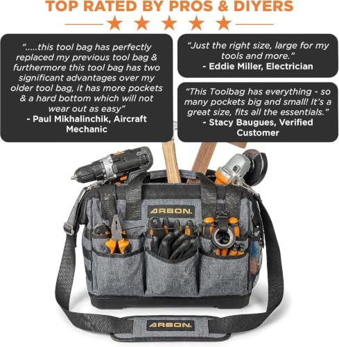 Heavy Duty Large Tool Bag, 16 Inch Portable Tool Box Organizer Tool Storage - view 6