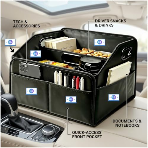 Car Storage Organizer, Foldable Car Seat Organizer with Removable Divider - view 3