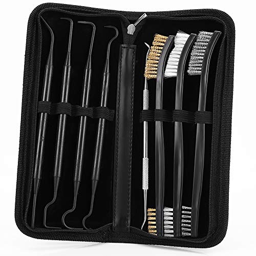 Gun Brushes & Picks, Universal Gun Cleaner Kit – Double Ended Brass Steel Nylon Bristle Brush, Stainless Steel Picks & Plastic Ploymer Pick for Gun Cleaning and Maintenance