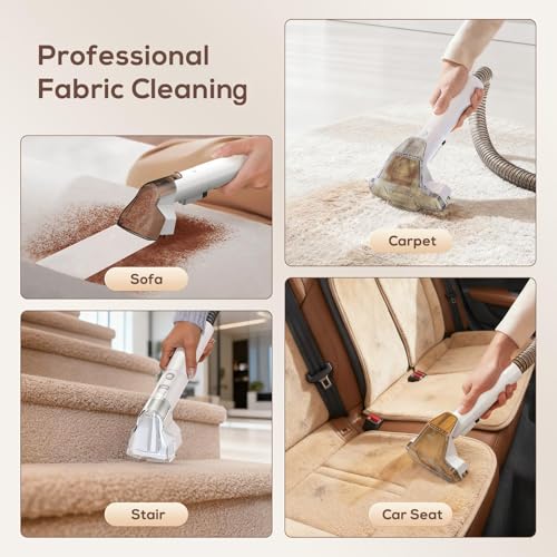 Portable Carpet & Upholstery Spot Cleaner Machine,15Kpa Deep Carpet Cleaner Machine for Rug, Pet, Couch, Car, Handheld Couch Cleaner with 2 Size BrushHead & Self-Cleaning System for Stairs & Furniture - view 5