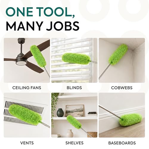 Extendable Microfiber Duster, 360° Bendable Head, 55 Inch Green - view 5