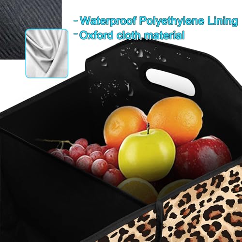 Classic Leopard SUV Car Trunk Organizer Accessories 50L Collapsible Car Storage Bag 3 Compartment Caddy Waterproof Foldable - view 4