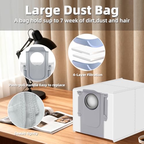 24Pcs Qrevo S Accessories Kit Replacement Compatible with Roborock Qrevo S/Qrevo Plus/Qrevo Pro Robot Vacuum, 2 Main Brush, 4 Mop Cloth Pads, 6 Side Brushes, 4 HEPA Filters,6 Dust Bag, 1 Cleaning Tool - view 6