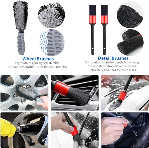 Car Washing Kit - Professional Car Wash Kit, Car Cleaning Kit with Bag & Car Detailing Set, Includes Car Wash Mitts, A Game-Changing Microfibre Drying Towel & Trio Of Brushes For A Deep Clean - view 3