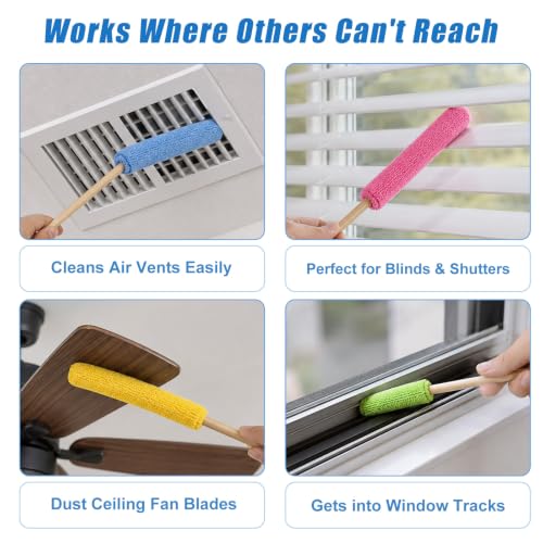 6 Pcs Microfiber Detail Duster Sticks Mini Fan Cleaning Brush - view 3