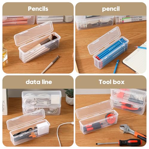 10 Pack Slim Narrow Storage Box, Clear Pen & Makeup Brush Organizer - view 4