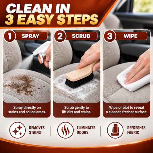 Car Seat & Carpet Cleaner Spray, Upholstery Stain Remover Kit with Brush - view 5
