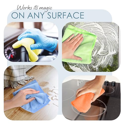 Microfiber Cleaning Cloth Set - 12 Pack Yellow Washcloths, 12''x12'' Reusable Towels for Cars, Lint-Free Rags (V-HH-Cloth-M-12-Ylw) - view 5