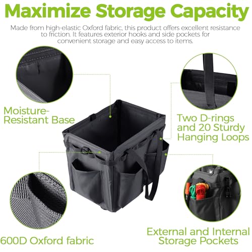 Car Trunk Organizer Multifunctional Storage Toolbox Carry Griddle,Large Grill Utensils Accessory Grilling Tools Basket Carrying Caddy Tool Tote Bag Storage Box Camp Cooking bbq Outdoor(Black) - view 2