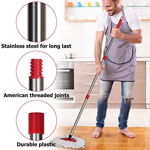 Spin Mop Replacement Handle - 4-Section 30" to 58" Mop Handle Replacement Stick Compatible with O-Ceda Spin Mop, EasyWring Mop Handle for Floor Cleaning(Mop Head&Base not Include) (Red) - view 4