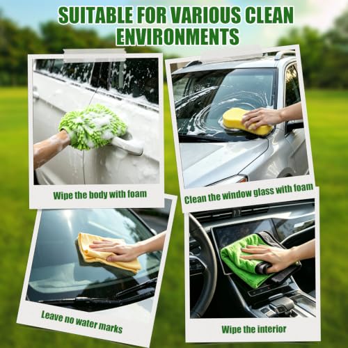 8PCS Car Wash Kit - Car Cleaning Supplies Come with Microfiber Cleaning Cloth, Car Wash Mitt, Car Wash Sponge and Premium Chamois Towel for Car, Kitchen, Bathroom and Household Cleaning - view 6