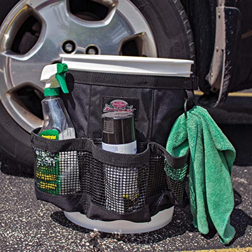 Auto Boss Wash Boss Organizer for a 5 Gallon Bucket, with Fast-Drying, Exterior Mesh Pockets for Car Supplies, Allowing for Soap and Water in the Bucket, in Black, AB30060 - view 3