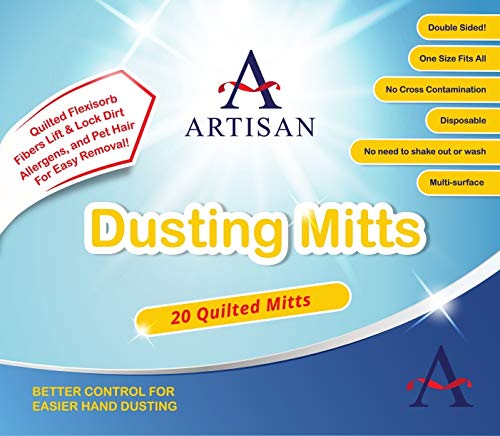 Artisan DUSTING MITT Replaces Microfiber Dusting Cloths, Dust Wipes, Feather Dusters. Grabs and Locks in Dust, Pet Hair, and Allergens for The Best Cleaning Possible Dual-Sided Disposable.20 Mitts. - view 5
