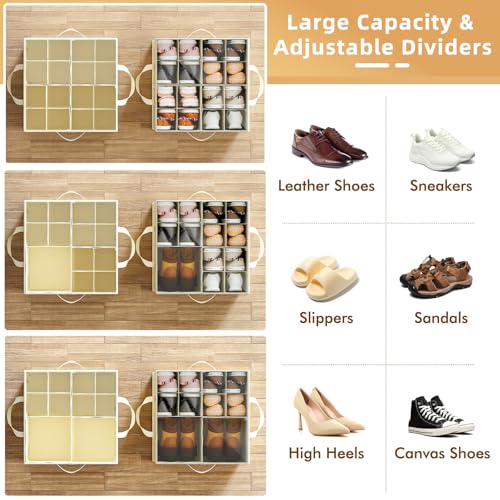 Plus Size 2 Pack Shoe Organizer for Closet, Foldable Shoe Storage Box - view 2