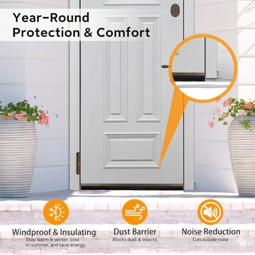 4 Sets Garage Door Brush Seal, 3" W x 39.37" L, Brown - view 7
