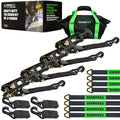 Car Hauler Tie Down Straps (4-Pack) - 2inx8ft with J Hooks