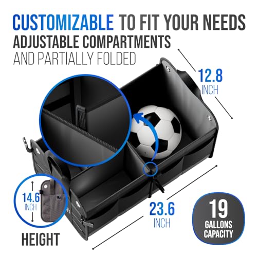 Car Trunk Organizer – Large Collapsible Storage Box with Adjustable Compartments – Heavy-Duty Cargo Organizer for SUV, Truck & Car – Non-Slip Waterproof Trunk Storage Bin for Groceries & Tools - view 5