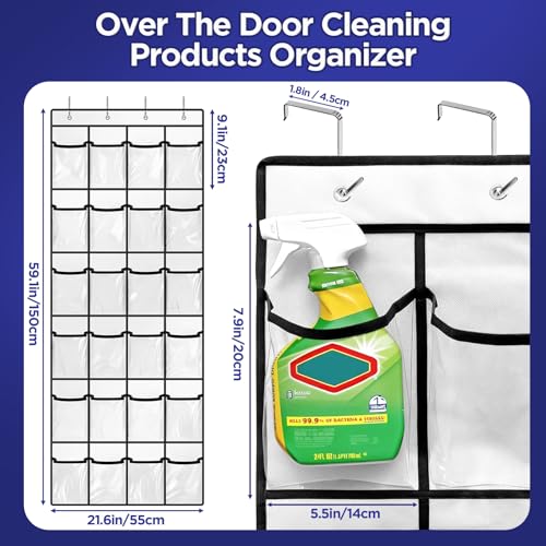 Clear Cleaning Supplies Organizer,Cleaning Products 24 Large Pockets - view 3
