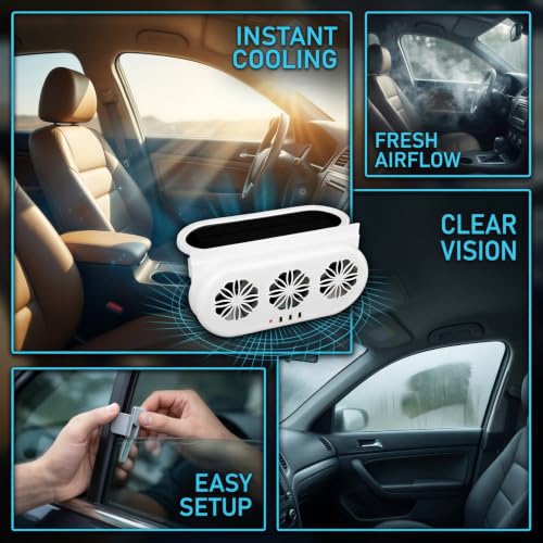 Car Window Exhaust Fan, 3-Head Solar Powered Auto Air Vent, USB and Solar Dual Power Ventilation System, Triple Outlet Cooling Fan for Vehicle Interior Air Circulation and Odor Removal - view 6