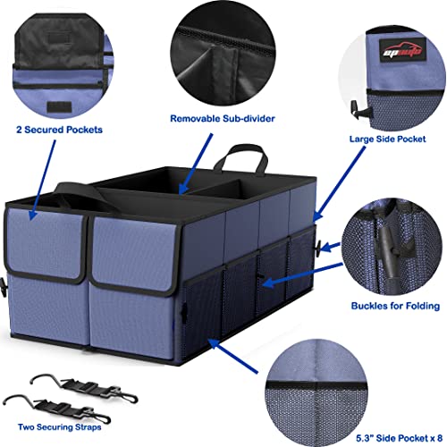 Foldable Car Trunk Organizer for SUV, 3-Compartment, Blue - view 2