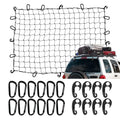 4'x6' Pickup Truck Bed Cargo Net, Heavy Duty Bungee Cargo Net Stretches to 10' x 15' Roof Rack Net with 4"x4" Mesh Grid and 12 Metal Carabiners