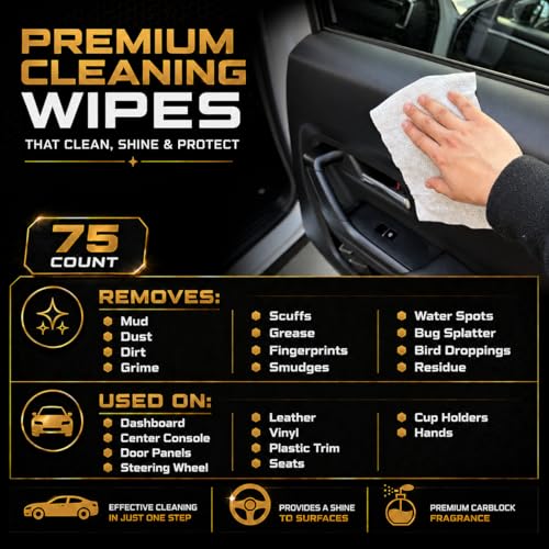 Carblock Millonario Car Care Bundle - Liquid Car Perfume 150 ml (Scent Up to 3 Months) + WipesBlock Interior Wipes 75 Ct - Clean, Restore Black Trim, Eliminate Odors, No Residue - view 4
