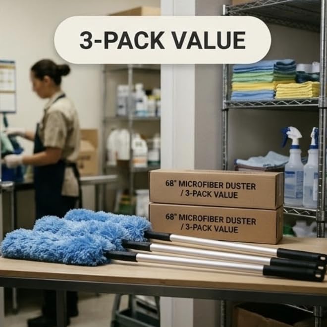 Microfiber Duster with Extension Pole 68 Inch - 3 Pack Washable Bendable Dusting Wands - view 3