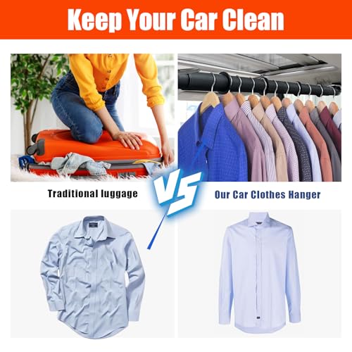 Car Clothes Hanger Bar, 30-63 Inches Expandable Heavy Duty Car Clothes Rack for Car Travel - Adjustable Clothes Storage Hanger Automotive Travel Hanging Rack for Most Cars,Trucks,SUVs,Road Travelers - view 3