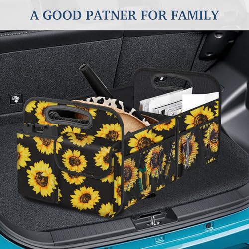 Car Trunk Organizer, Car Storage Organizer with Large Capacity Waterproof Collapsible Trunk Organizer for Car Suv/Jeep/Sedan (Sunflower, Standard) - view 7