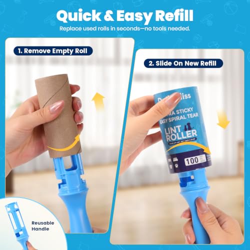 Extra Sticky Lint Roller for Pet Hair, 500 Sheets with 2 Handles - view 6