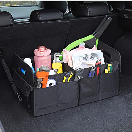 Car Trunk Organizer Car Storage Organizer Collapsible Multi Compartment Car Organizer Adjustable Straps Car Organizer for SUV(Black) - view 2