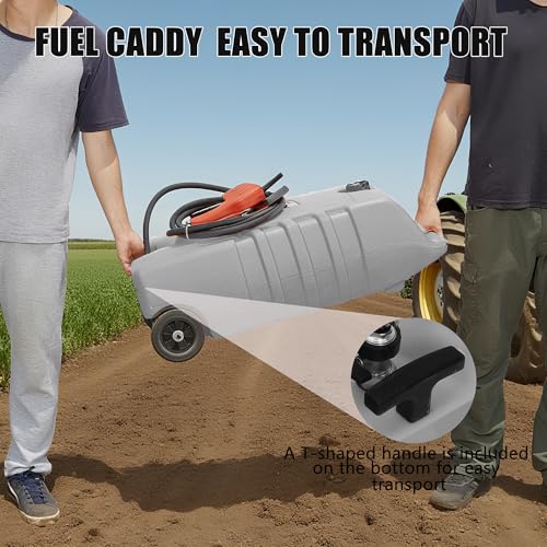 Fuel Caddy, 14 Gallon Portable Gas Fuel Tank Container with LE Fluid Transfer Siphon Pump and 10ft. Delivery Hose, Diesel Storage Can On-Wheels for Cars, Lawn Mowers, ATVs, Boats -Gray - view 3