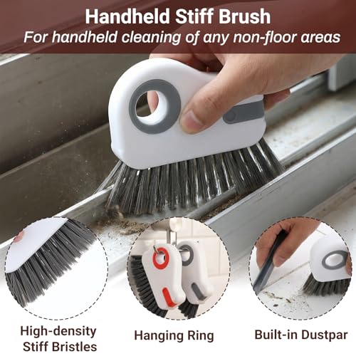 2 PCS Groove Cleaning Brush 2 in 1 Window Track Cleaning Tool Crevice Cleanings Brush Multifunction Hard Bristle with Hidden Scraper Grout Cleaner Grip Brushes for Slid Door Track Window Sill - view 7