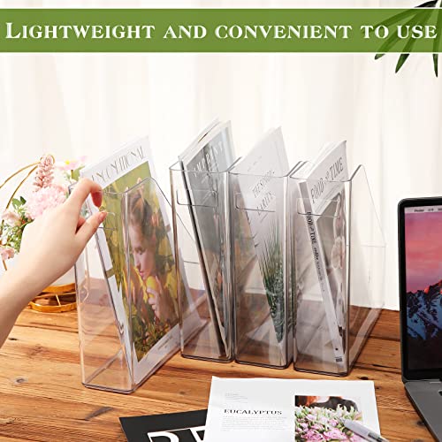 6 Pcs Clear Acrylic Magazine Holder with Handle Desk Organizer - view 4