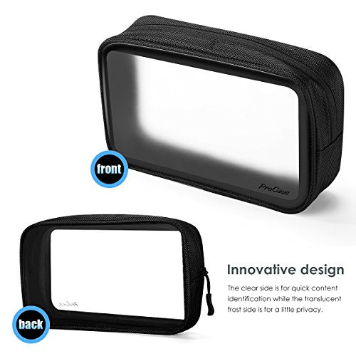 TSA Approved Travel Toiletry Bag Pouch, Matte Clear Travel Organizer Airport Carry-On Checkpoint Airline Compliant Storage Bag -1 Pack, Black - view 3