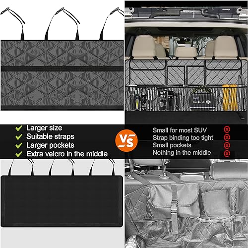 Car Trunk Organizer, Large Capacity Backseat Trunk Organizer (42"*18"), Collapsible Car Storage Bag with 8 Pockets, SUV/MPV/Truck - Grey - view 2