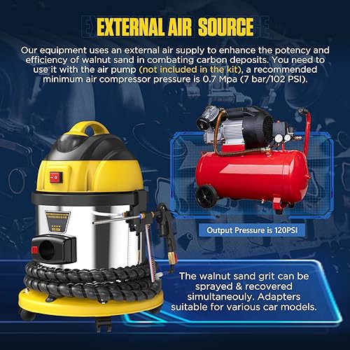 Walnut Blasting Kit for Carbon Cleaning, 1200W 110V Carbon Remover - view 6