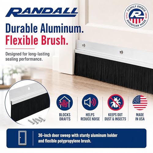 Aluminum Brush Door Sweep for Bottom of Door Exterior, 36 Inch, Metal Door Sweep for Interior & Exterior Doors, Storm Doors, & Screen Doors, Seals Gaps up to 1-1/2", Made in USA - view 4