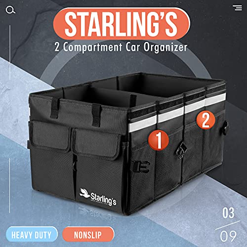 Car Trunk Organizer Super Strong, Foldable Storage Cargo Box for SUV, Auto, Truck Nonslip Waterproof Bottom, Fits any Vehicle, Come w Adjustable TieDown Straps W LID (Black, 2 - view 2