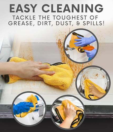 Multipurpose Plush Microfiber Cleaning Cloth Towel for Household, Car Washing, Drying & Auto Detailing - 11" x 22" (6) - view 4