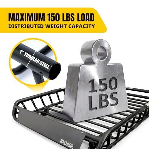 Steel Roof Rack Cargo Basket, 46" x 36" x 4.5" Roof Top Carrier, Universal Fit for Cars, SUVs, Vans, and RVs, 150 lb Capacity, Weather-Resistant Easy-Install Cargo Storage (70115) - view 3