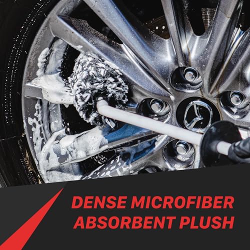 Universal Microfiber Wheel Brush - 45° Angled Reach, Long Handle, Scratch-Free Cleaning, High-Density Soft Microfiber, Safe for Rims, Spokes, Engine Bays & Door Jambs – Car Detailing Tool - view 6
