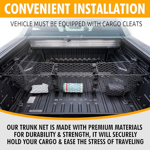 3 Pocket Style Elastic Trunk Cargo Net for Hyundai Santa Cruz 2022-2025 - Premium Trunk Organizers & Storage - Cargo Net for Pickup Truck Bed - Truck Bed Divider - Car Organizer for Pickup - view 2