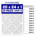 20x24x1 Air Filter MERV 8, AC Furnace Filters (12-Pack)
