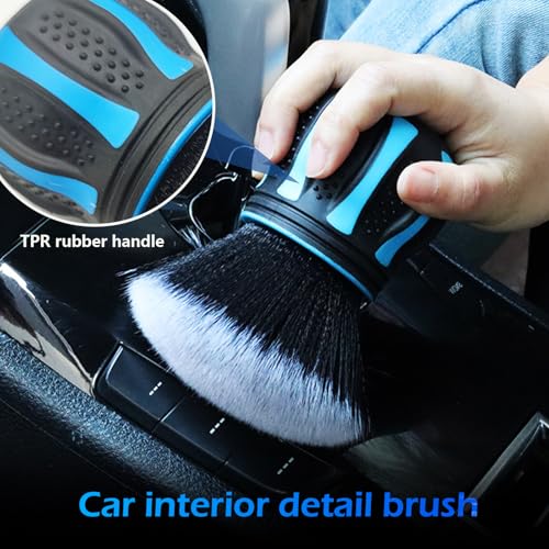 Car Detailing Brush, Ultra Soft Tire Shine Brush with Storage Rack, Interior Cleaning Tool, Universal Beauty Tools for Most Cars (Blue) - view 6