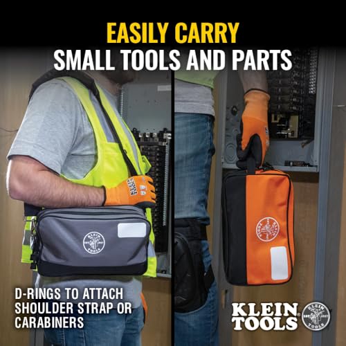 Klein Tools Tool Pouch, Dual Compartments, Heavy-Duty Tool Bag Organizer, Multipurpose Bag - view 4