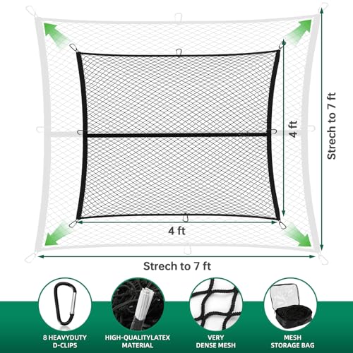 Heavy Duty Cargo Net for Pickup Truck Bed - 4' x 4' Stretches to 8' x 8' - Sturdy Latex Bungee Net Mesh - Truck Bed Accessories for Dodge RAM, Ford, Chevy, Toyota - view 3
