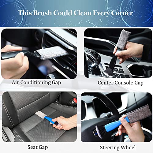Double Head Brush for Car Clean 1Pack,Car Brushes for Detailing Interior,Car Detailing Brushes Exterior,Soft Car Detailing Brush(Black-Double Head,1Pack) - view 5
