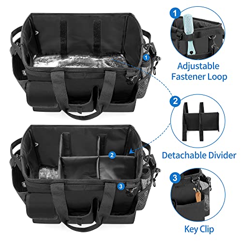 Large Wearable Cleaning Caddy Bag with Detachable Divider,Black - view 3