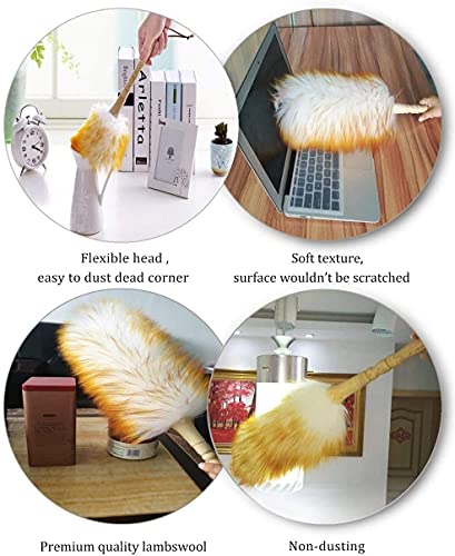 J&A Lambswool Dusters with Solid Wooden Handle, Flexible Head, Anti-Static, Comfortable Grips 17.8 inchs Long Feather Duster for Office, Home and Car etc. - view 4